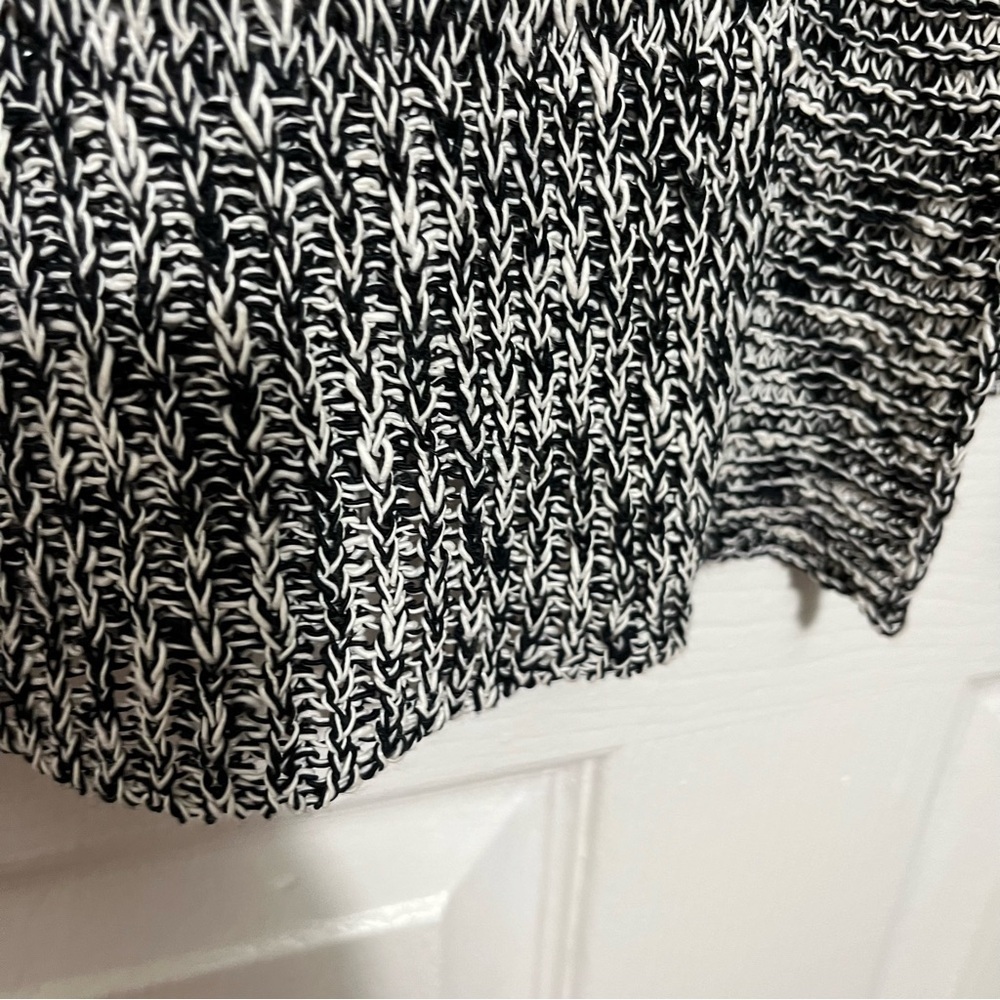 EILEEN FISHER Black and White Open Front Loose Knit Cardigan | size small - Picture 8 of 10